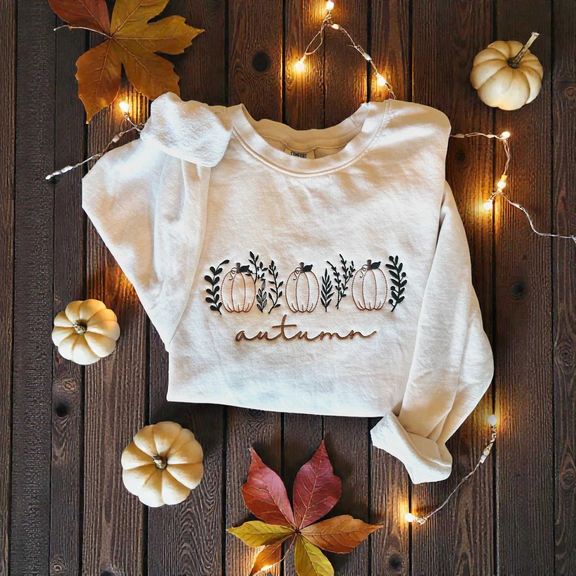 Fall Pumpkin Autumn Sweatshirt Embroidered