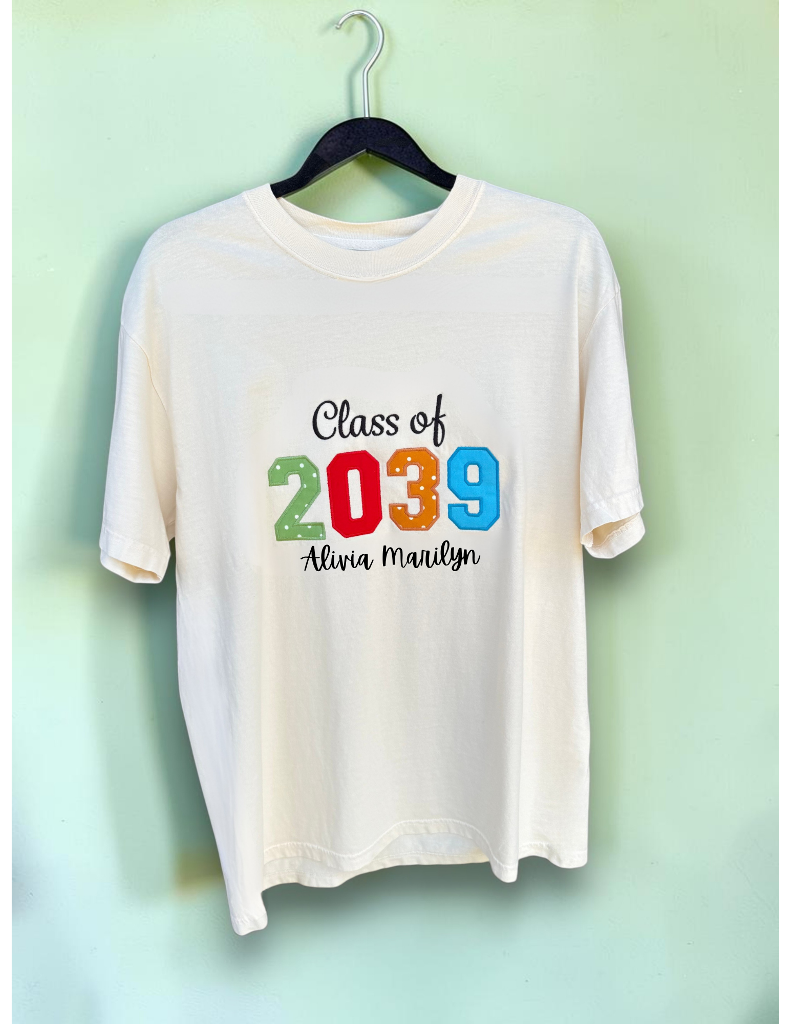 Embroidered Class of 2039 Handprint Shirt Personalized