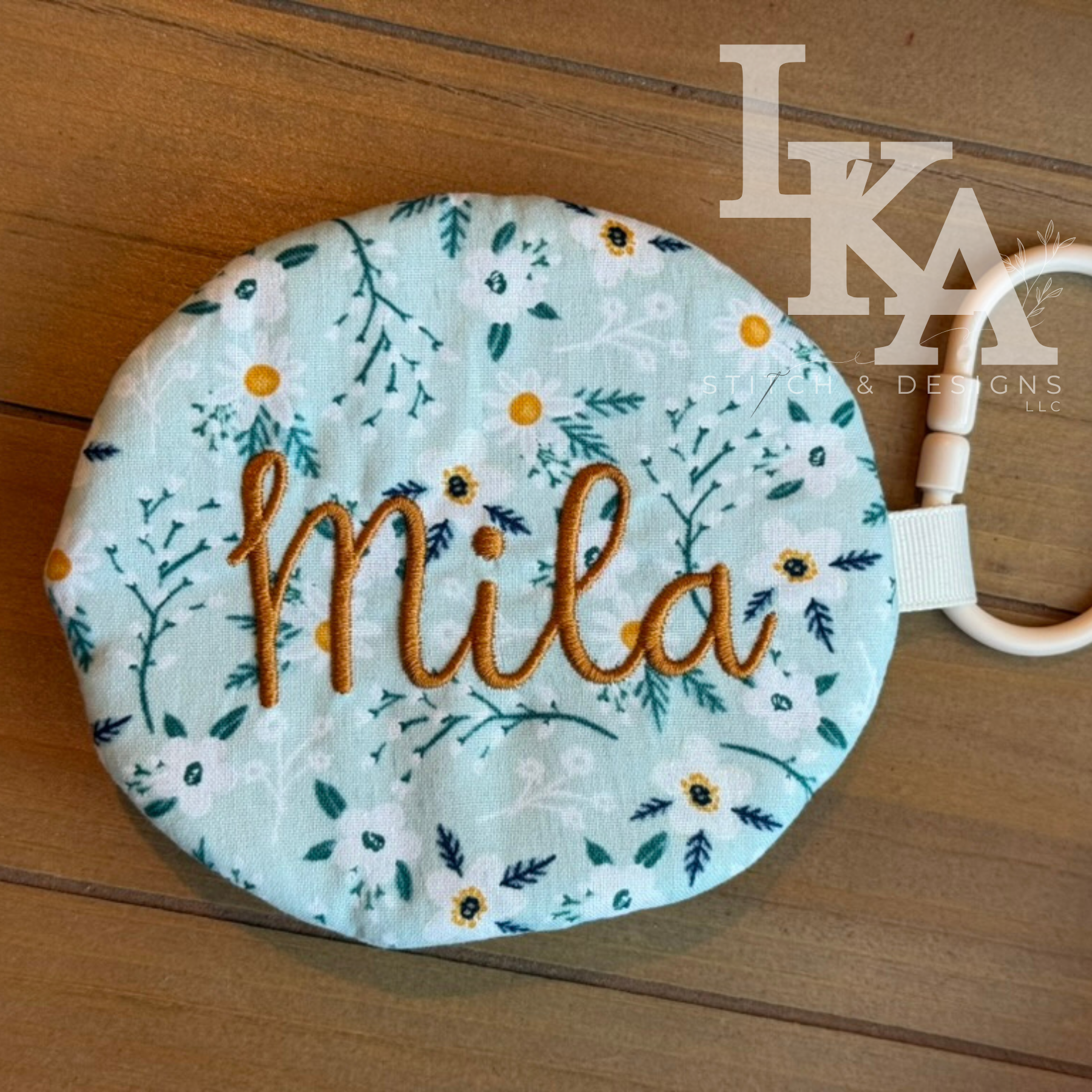 Personalized Pacifier Holder Quilted Zippered Paci Pod
