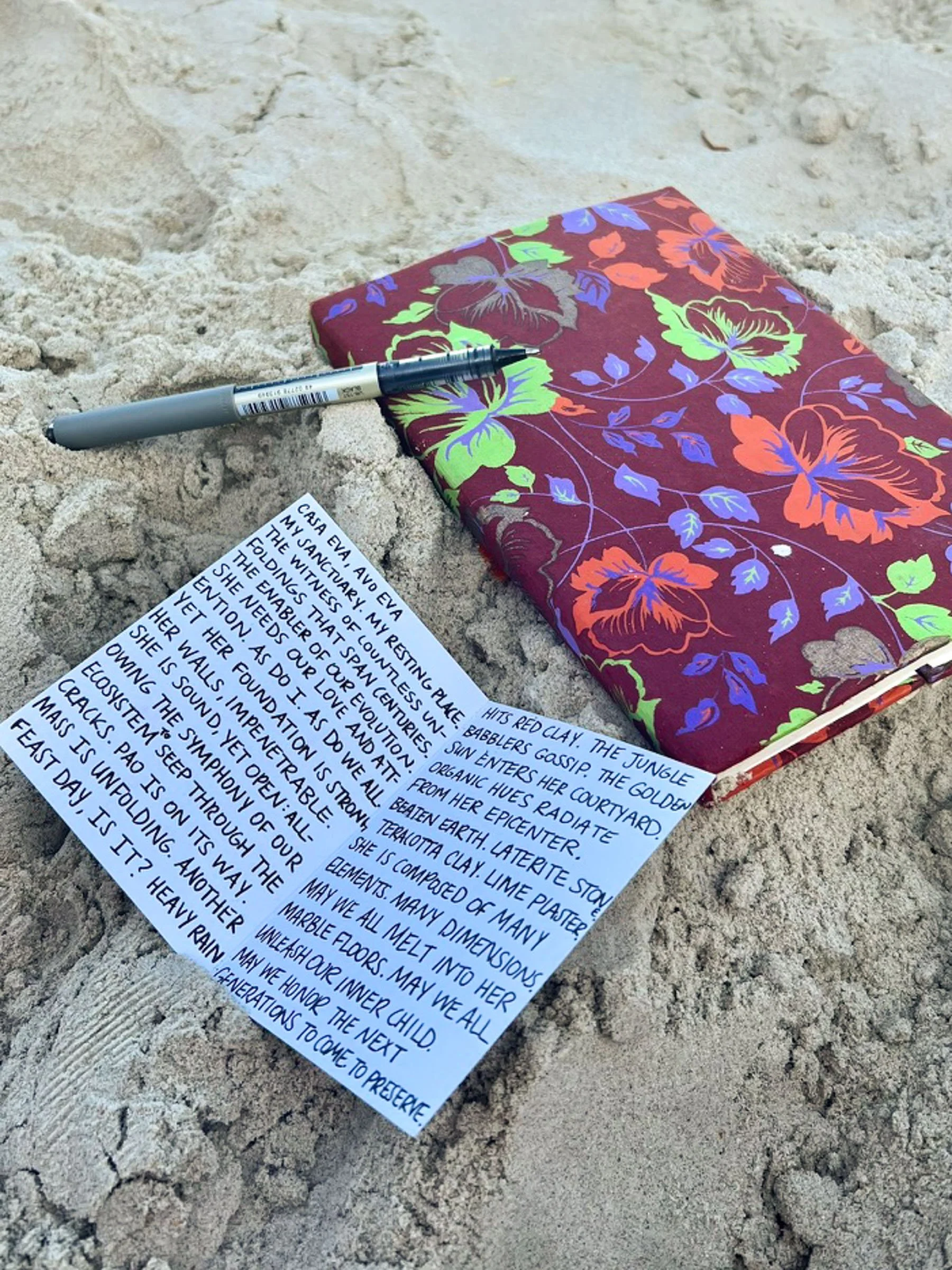   The love letter that inspired this poem, written in the sand on my final day in December 2025  