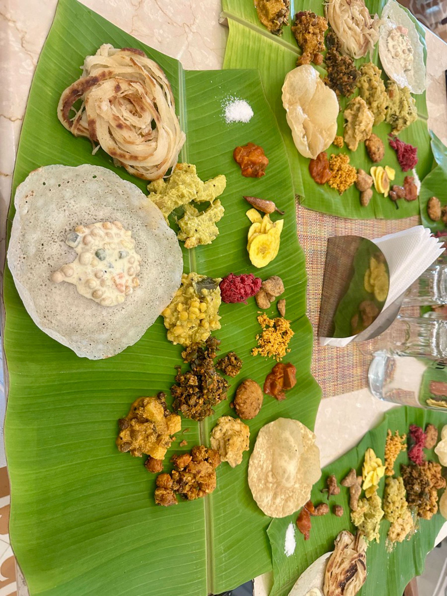   Onam festival feast! Not pictured: my graveyard of napkins (due to the spice)  