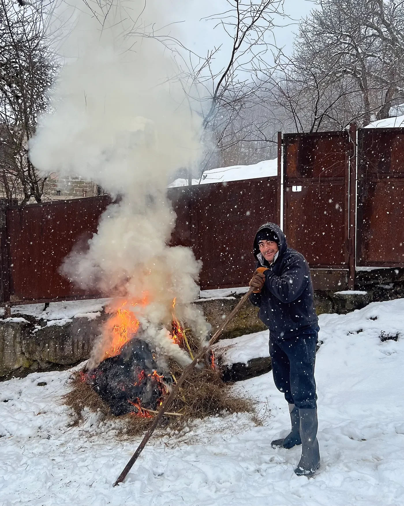   Typical village burning kept us warm while we said our goodbyes!  