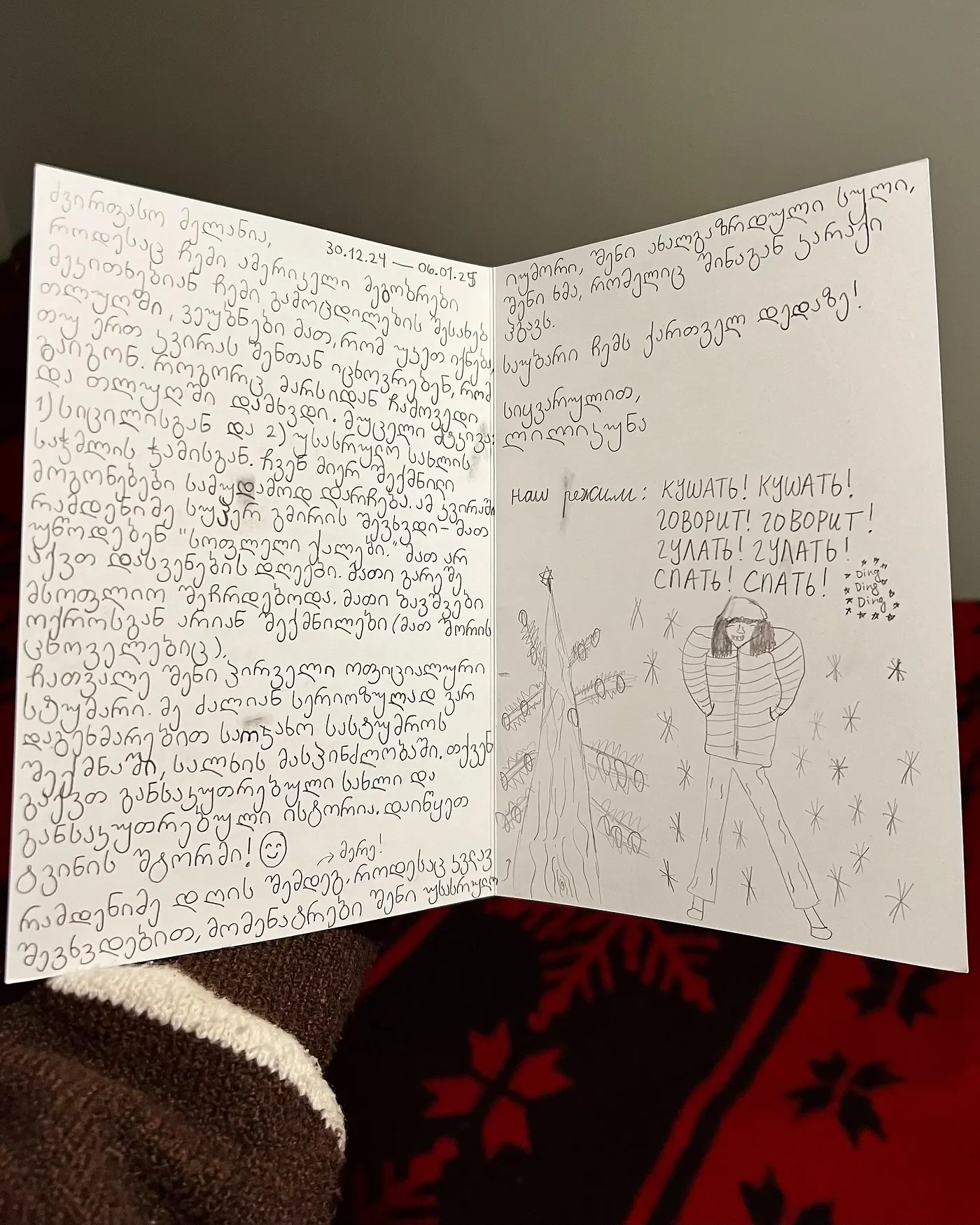   My very long thank you letter to Melania — edited by Luka, written by me, and illustrated by Tekla.  