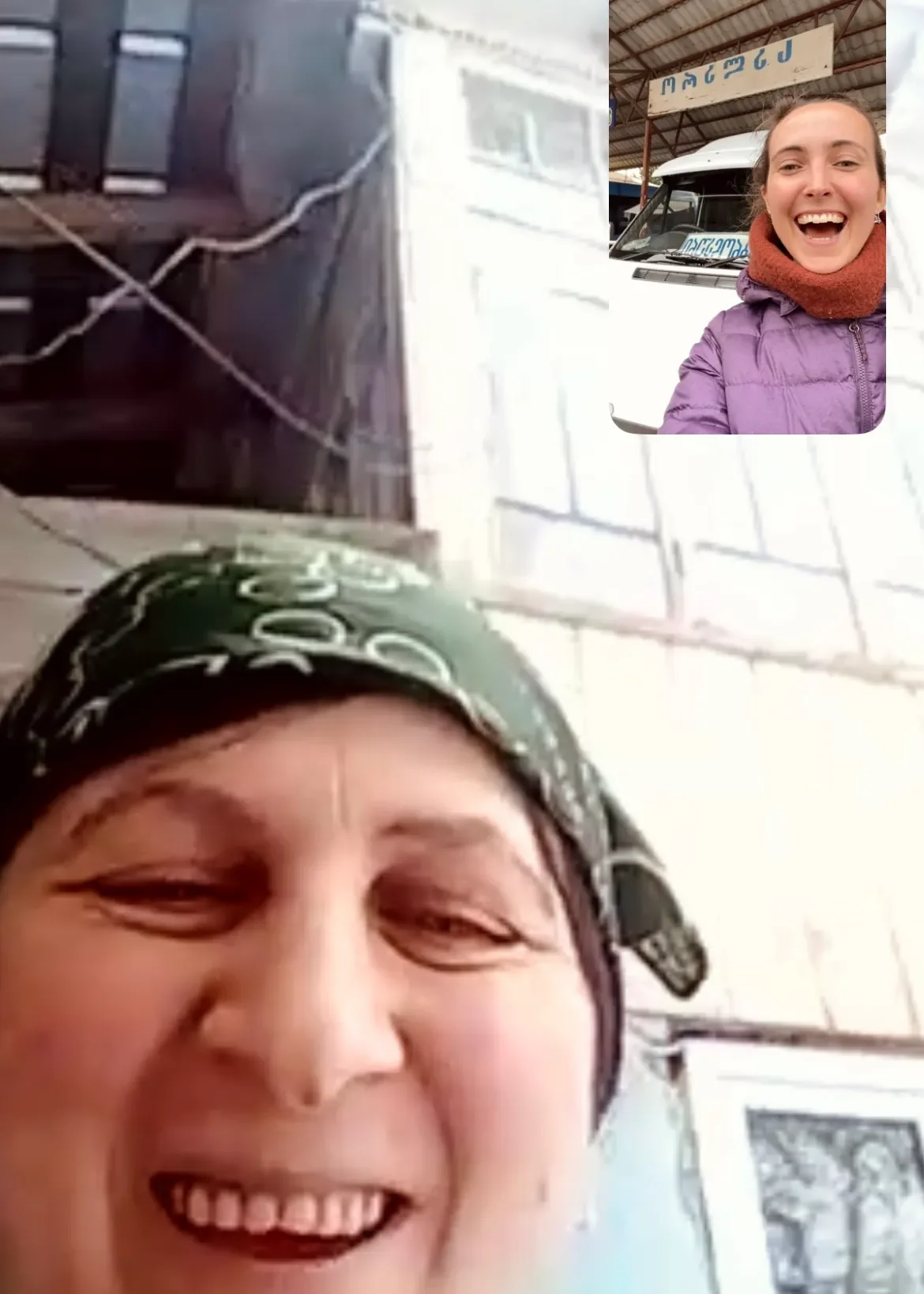   Calling Melania to confirm that I had indeed located the correct marshutka for my next departure from the slightly chaotic Kutaisi minibus station. I made it.  
