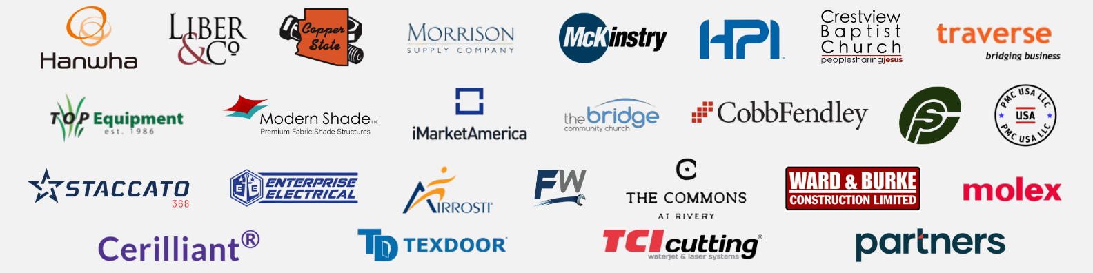 A collection of various corporate logos arranged in rows and columns.