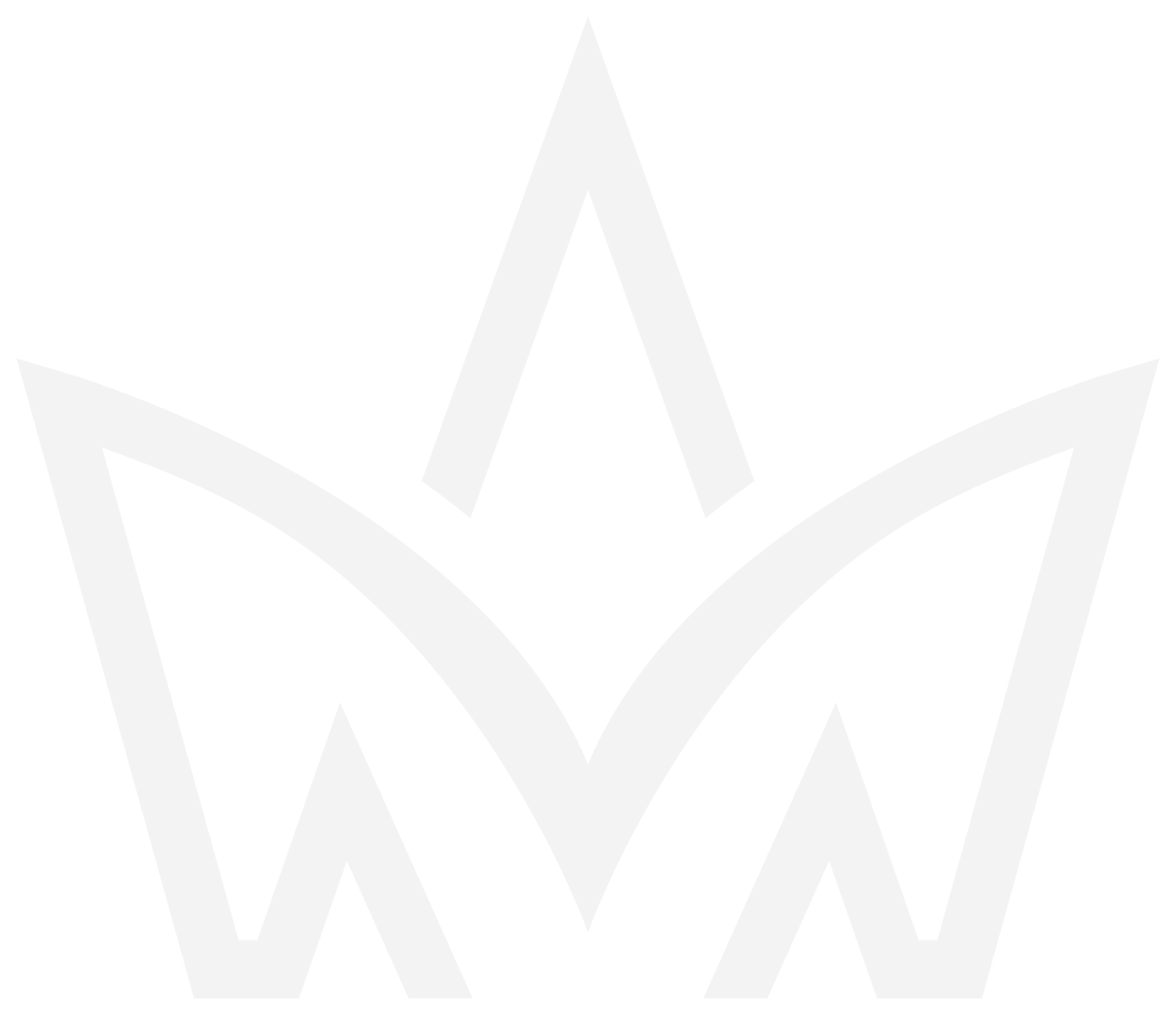 A stylized crown logo with a black background and white outlines.