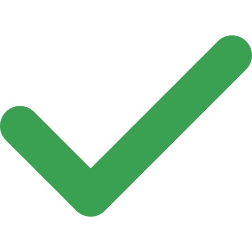 Green checkmark symbol on black background.