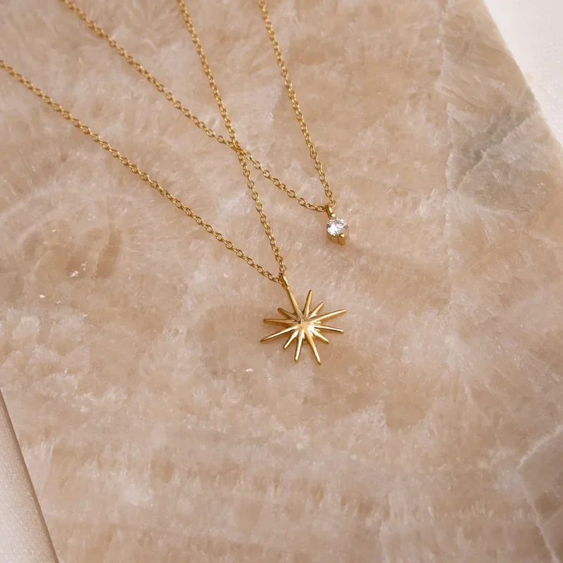 Casual Sweet Shiny Plating Inlay Star Zircon Layered Necklaces