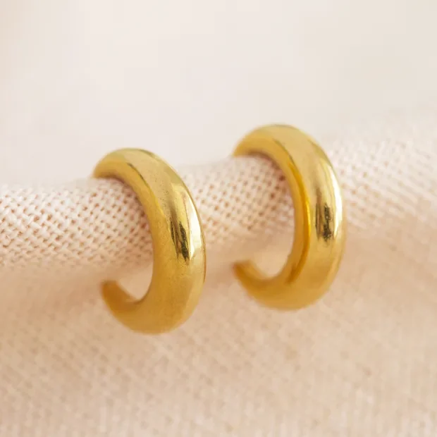 Moon Hoop Earrings in Gold
