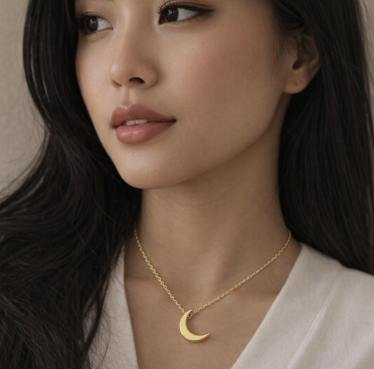 Signature Crescent Moon Necklace Gold