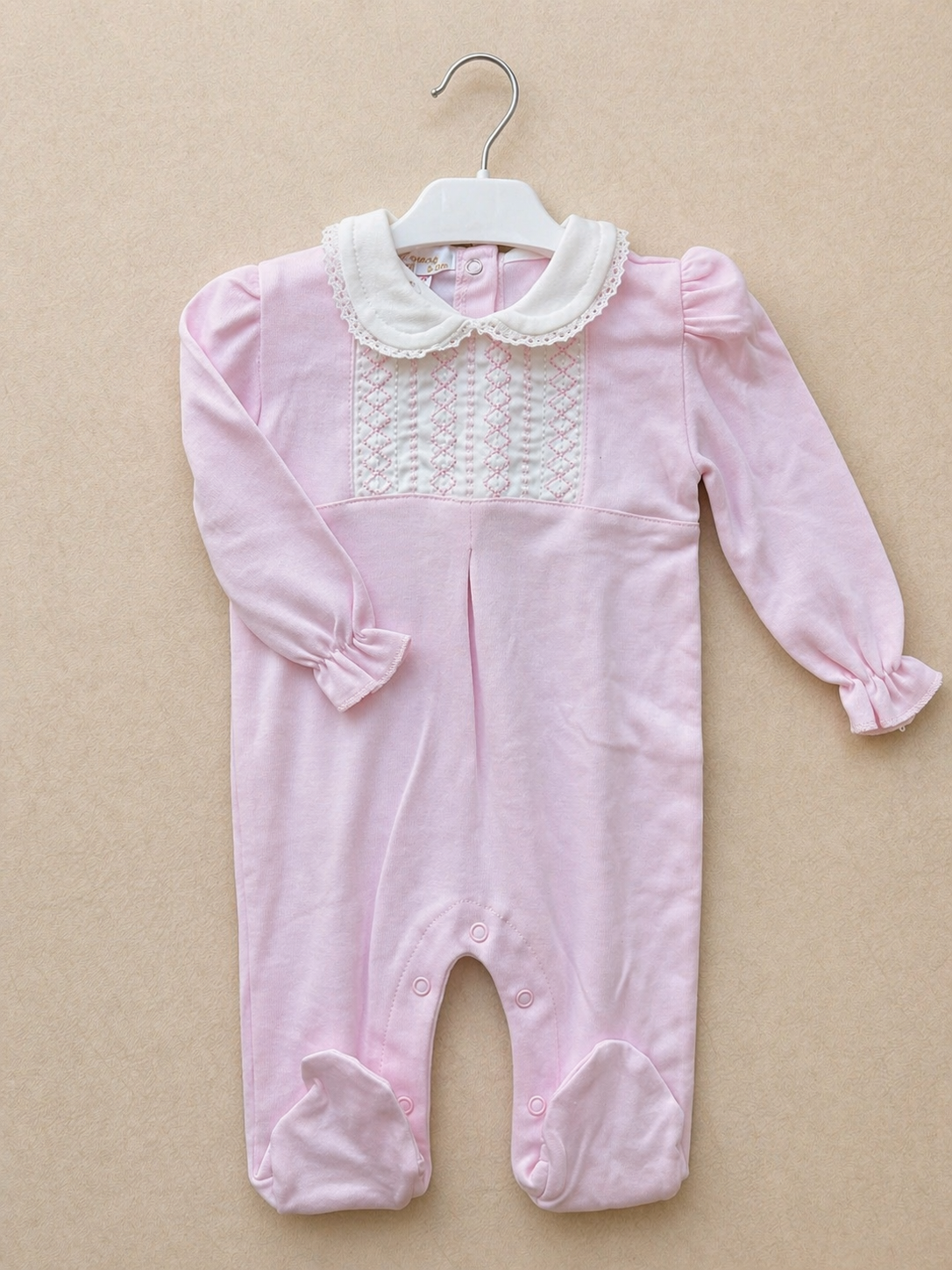 Classic Pink Smocked Babygrow