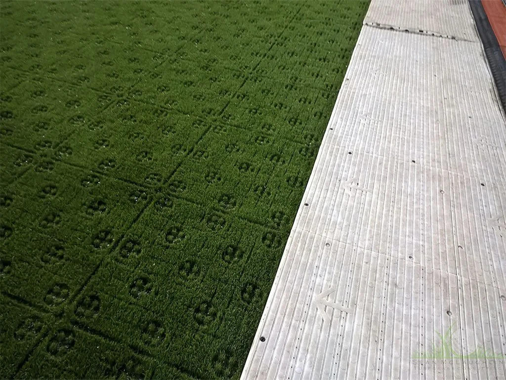 Turf indentations from protective decking - © Sean P. McLaughlin
