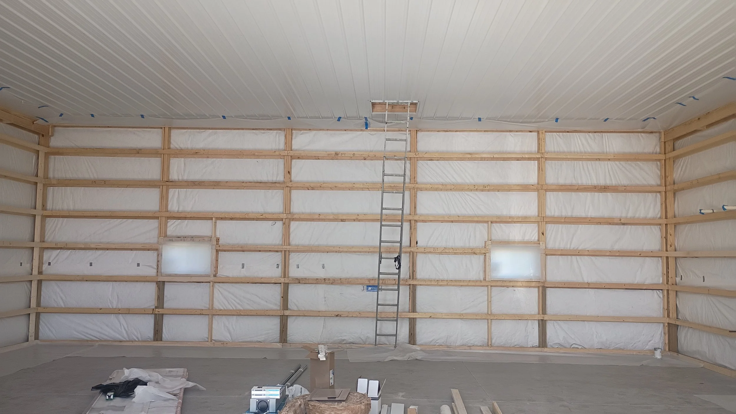 open cell foam in a pole barn
