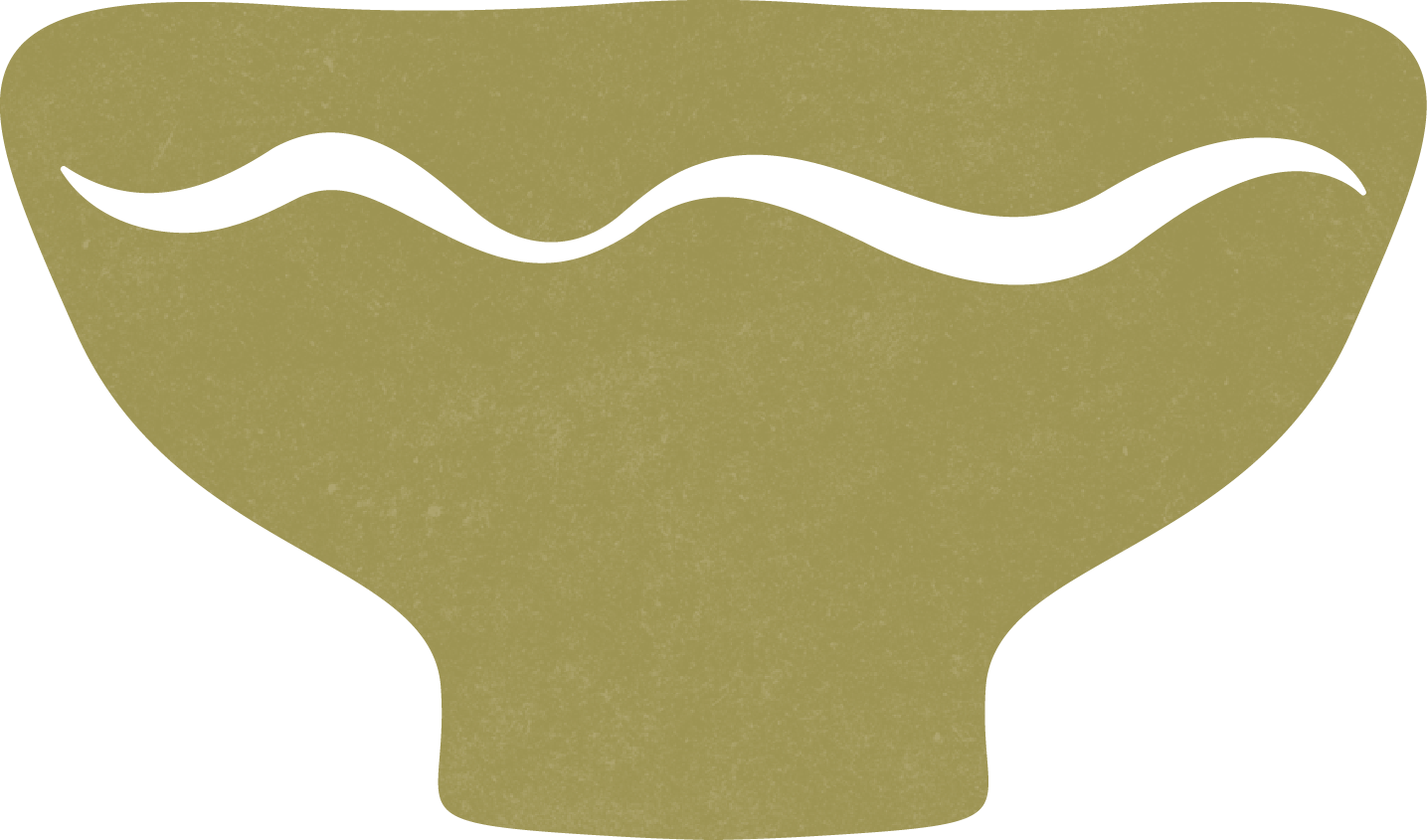 A stylized illustration of a large bowl filled with a greenish liquid and a white wavy line on top.
