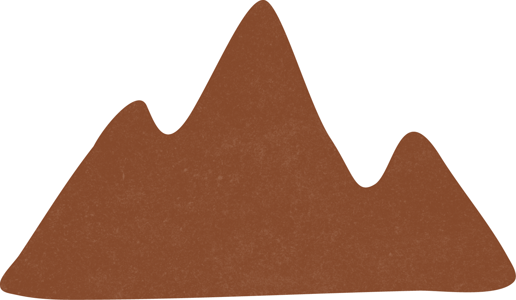 Illustration of a mountain range with multiple peaks, colored in shades of brown.