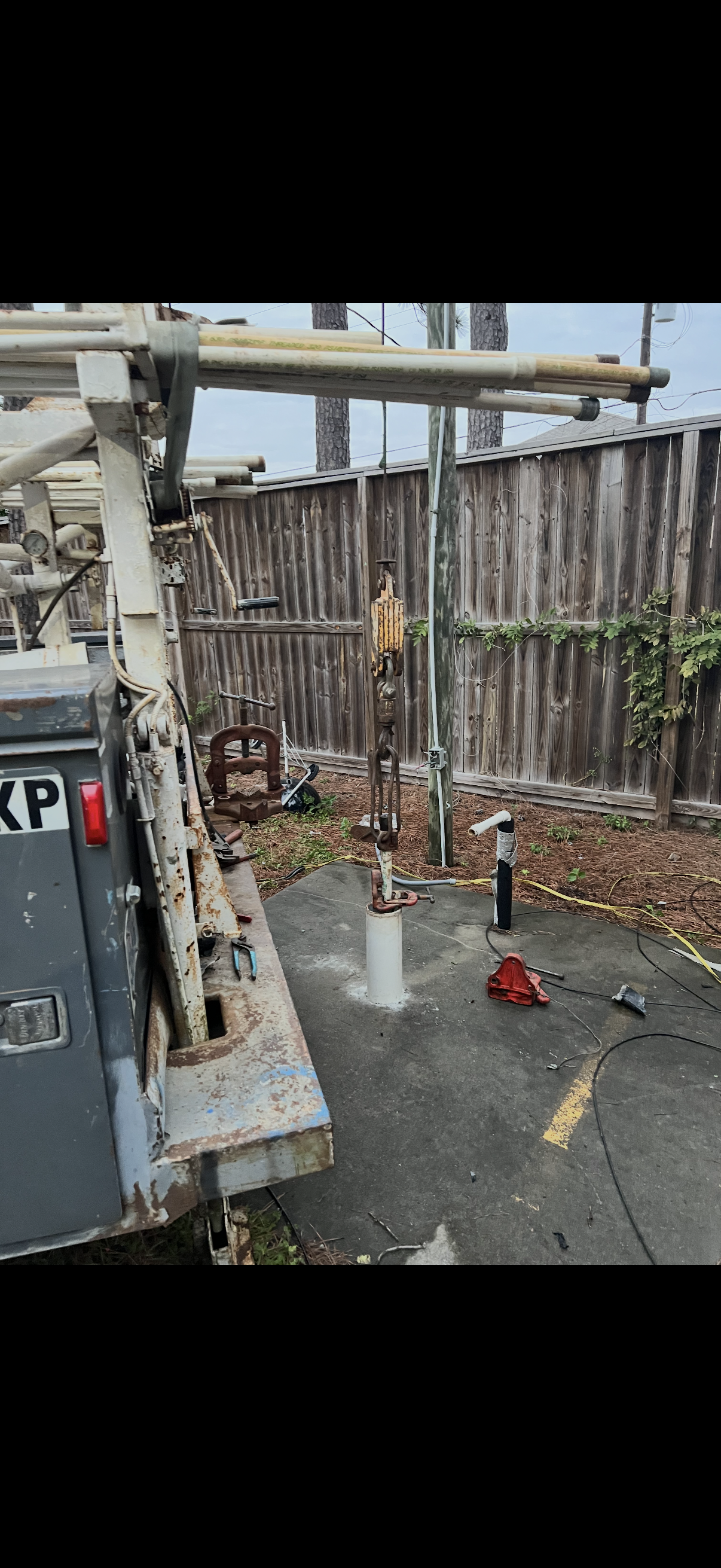 Residential water well plugging and abandonment in progress