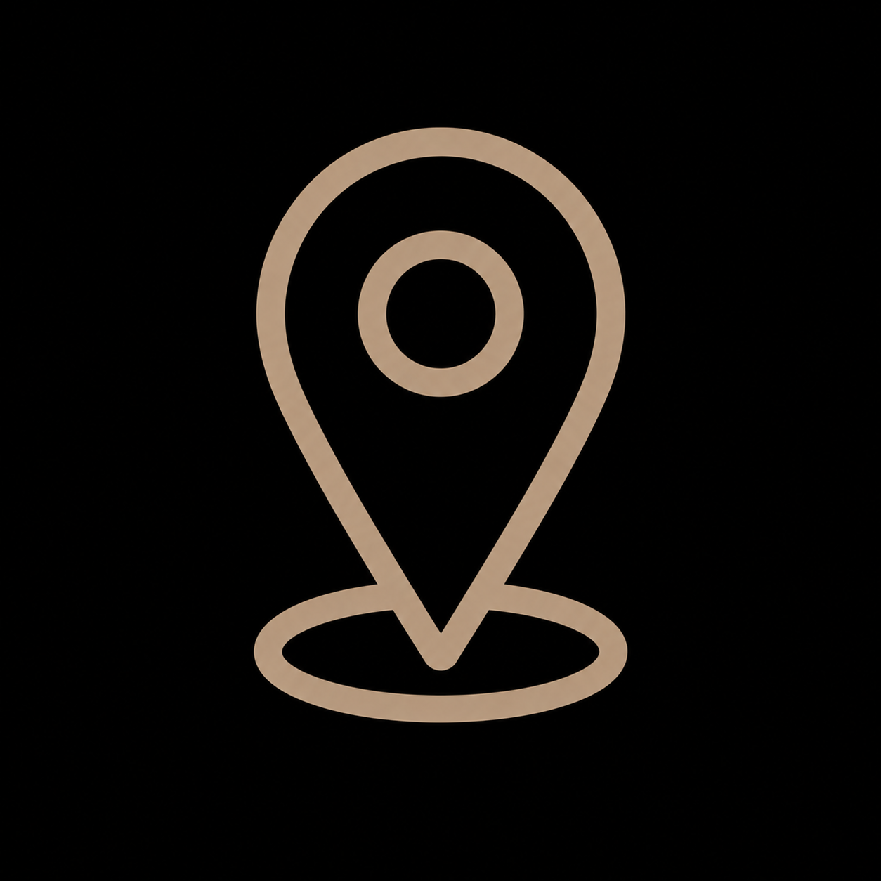 Icon of a location pin on a dark background.