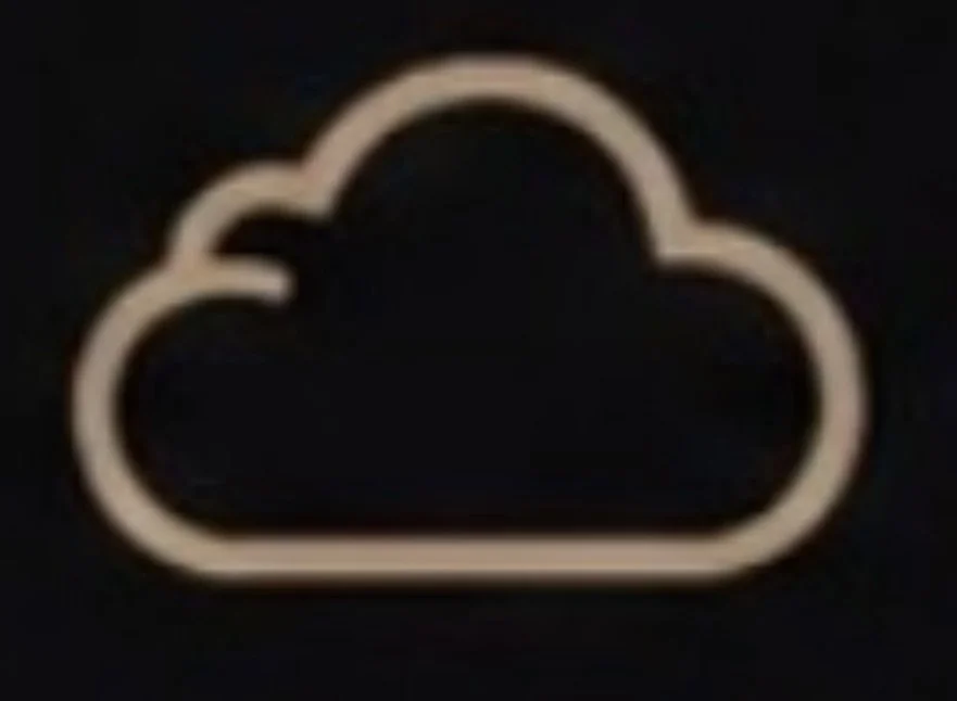 Outline of a cloud, resembling a cloud icon, on a dark background.