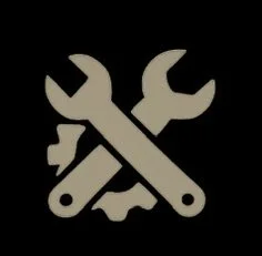 Icon of crossed wrench and screwdriver on black background