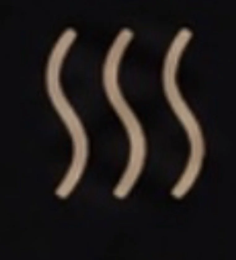 Four cream-colored wavy lines on a black background, resembling steam or heat waves.