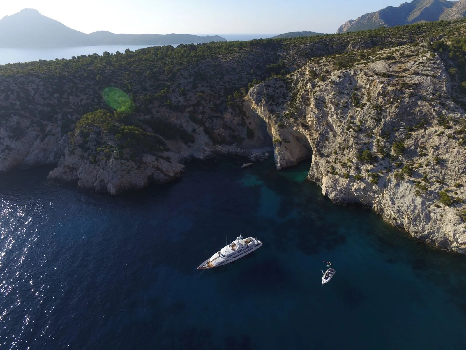Superyacht anchored off the coats of Mallorca