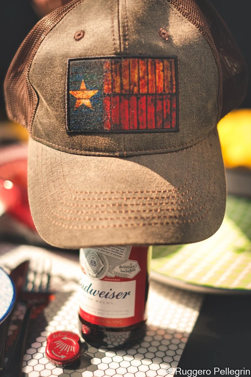 American Beer, Texan Cap, but the sun is British!