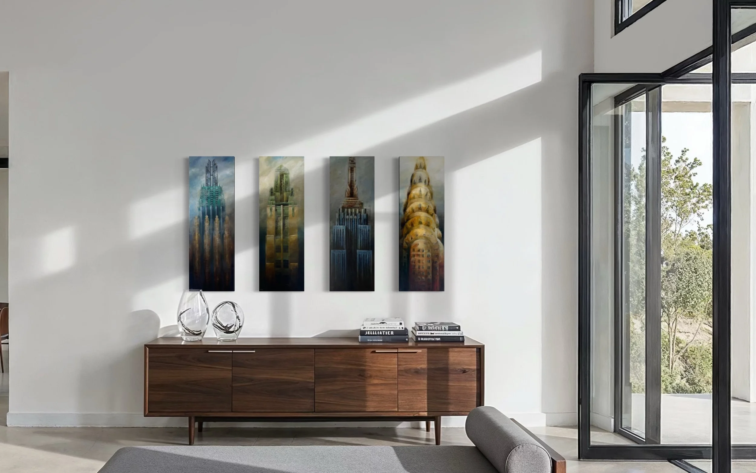 Mystical Dominion 12 x 36 oil on canvas  2026 Michael A Hidalgo - set of 4 hung passage foyer room #4 IMG_7448.JPG