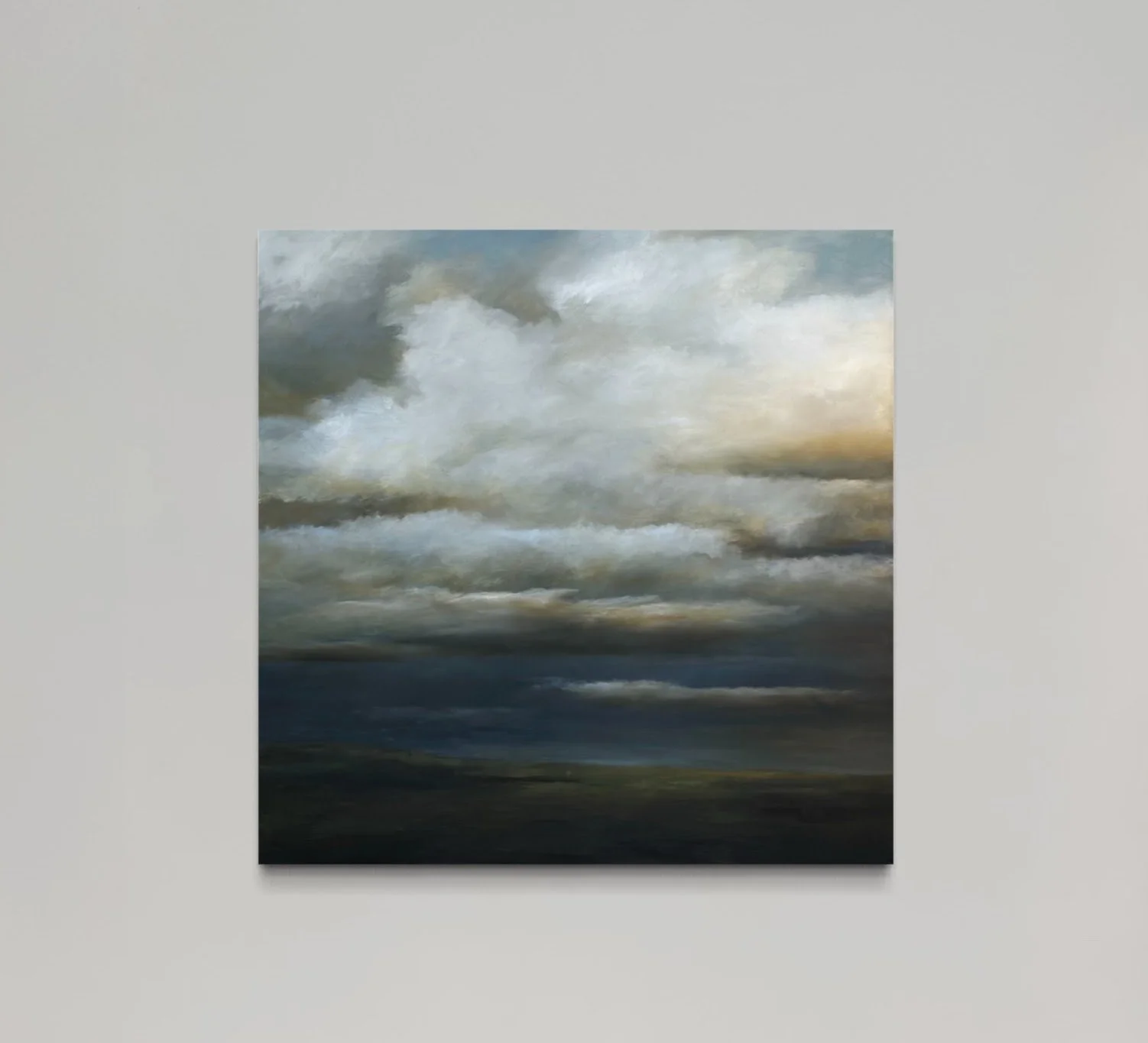 BROODING ATMOSPHERE  2026  36 x 36   (unframed)  /  ON EXHIBIT at the Chaffey Community Museum of Art, Ontario, CA 91761 from 8-7-26 thru 10-18-26.