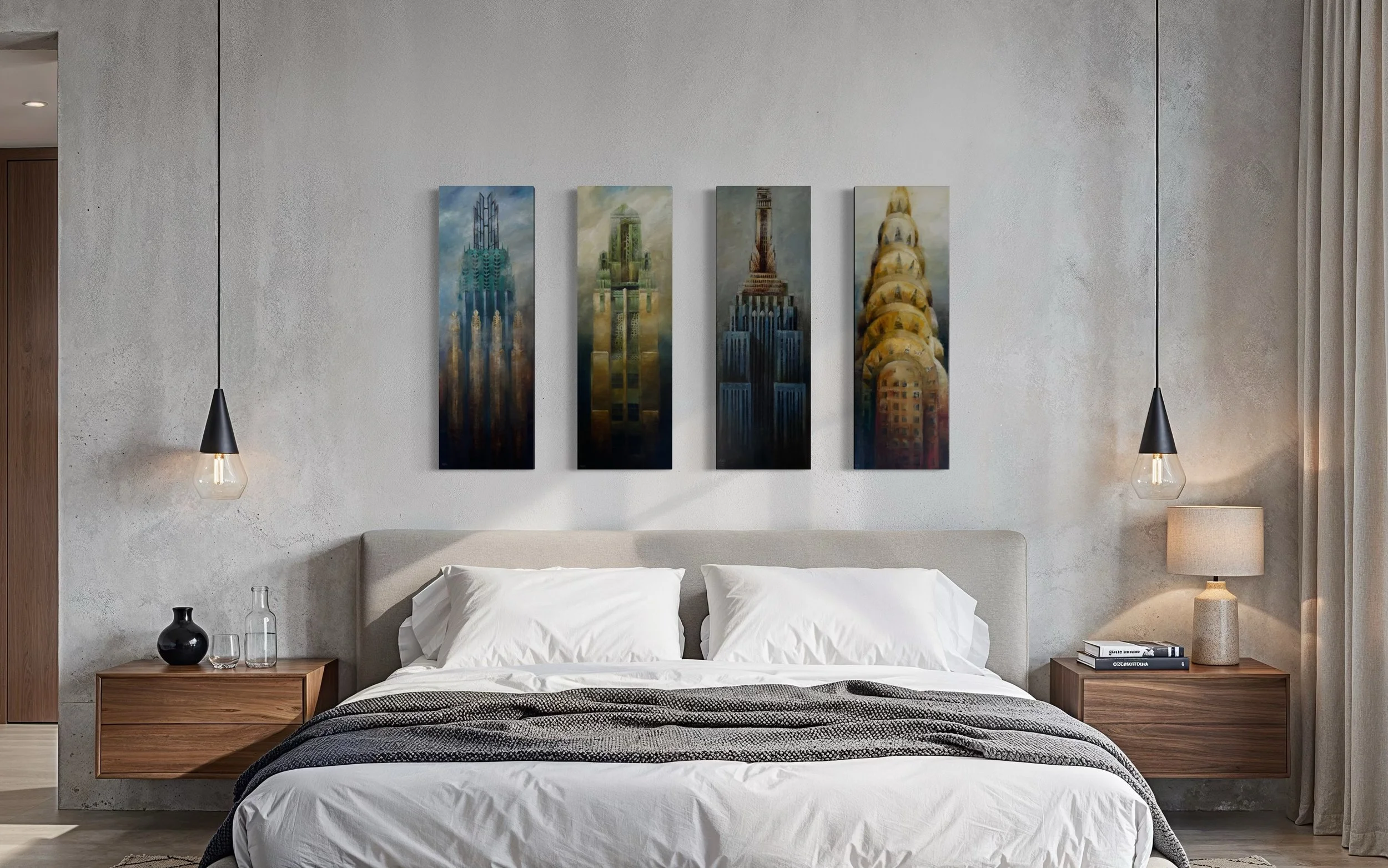 Mystical Dominion 12 x 36 oil on canvas  2026 Michael A Hidalgo - set of 4 hung bedroom #2 IMG_7445.JPG