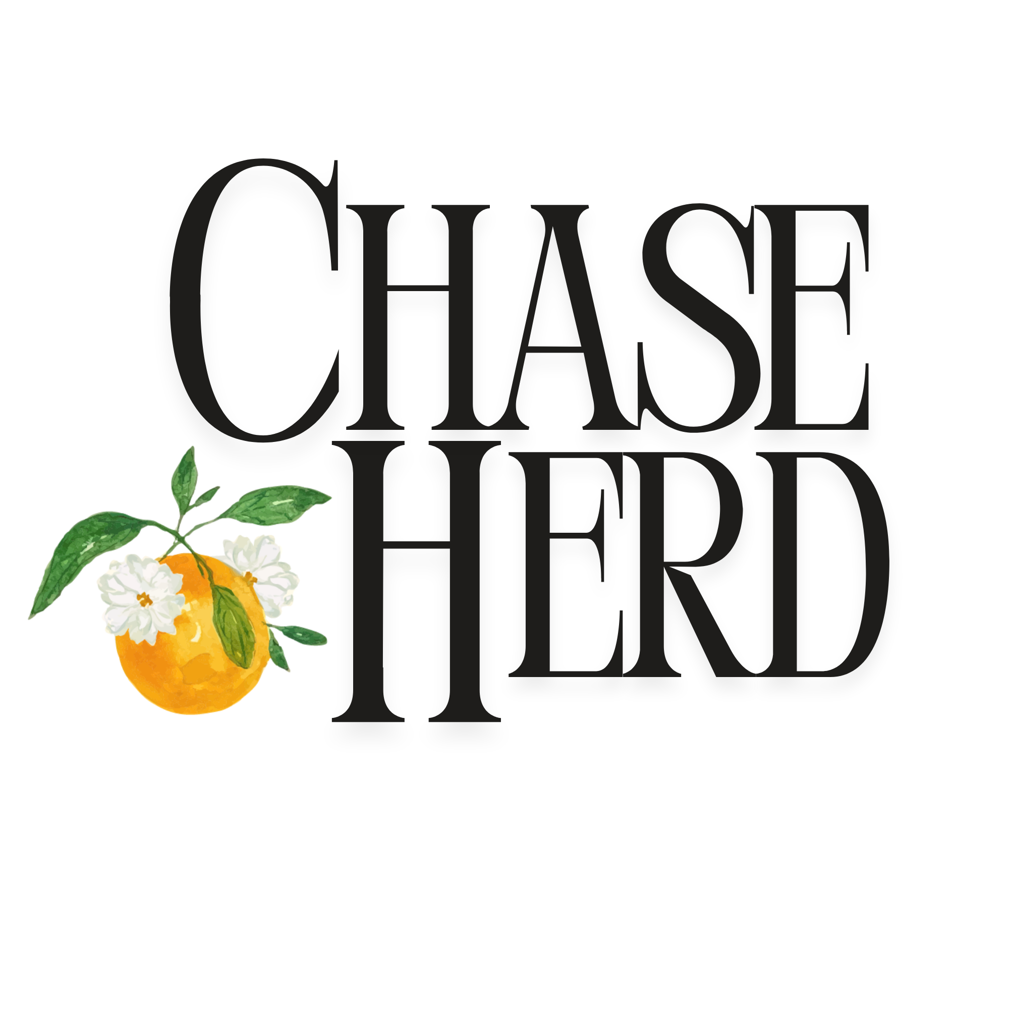 Text reading 'Chase the Sun' with a decorative floral illustration of a yellow flower, white flower, green leaves, and small purple blossoms.