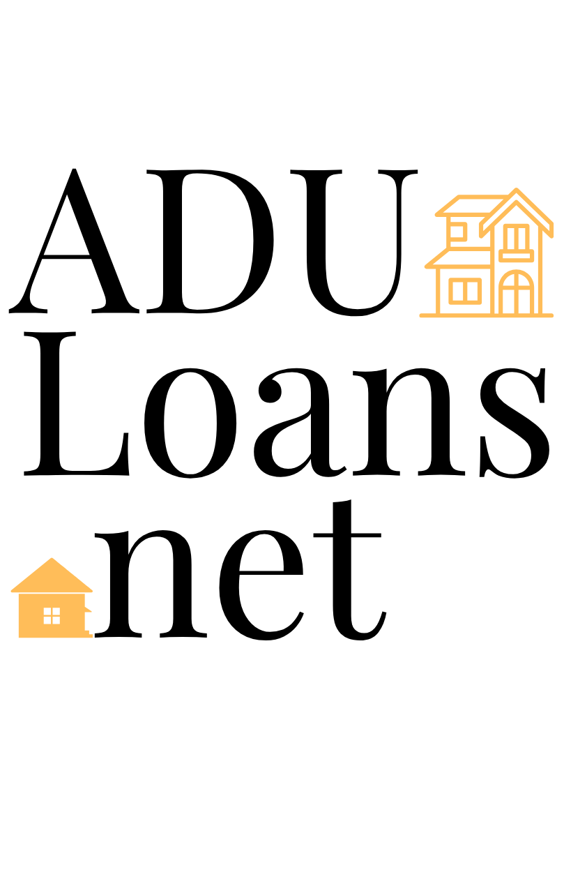 Logo for aduloans.net featuring the text "ADU Loans.net" with two house icons, one in orange and one in outline, on a white background.