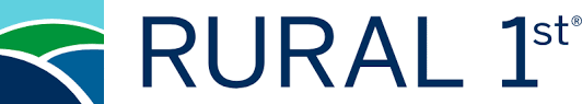 Logo with a green and blue landscape design and the words 'RURAL 1st', modular home financing Fading West partner