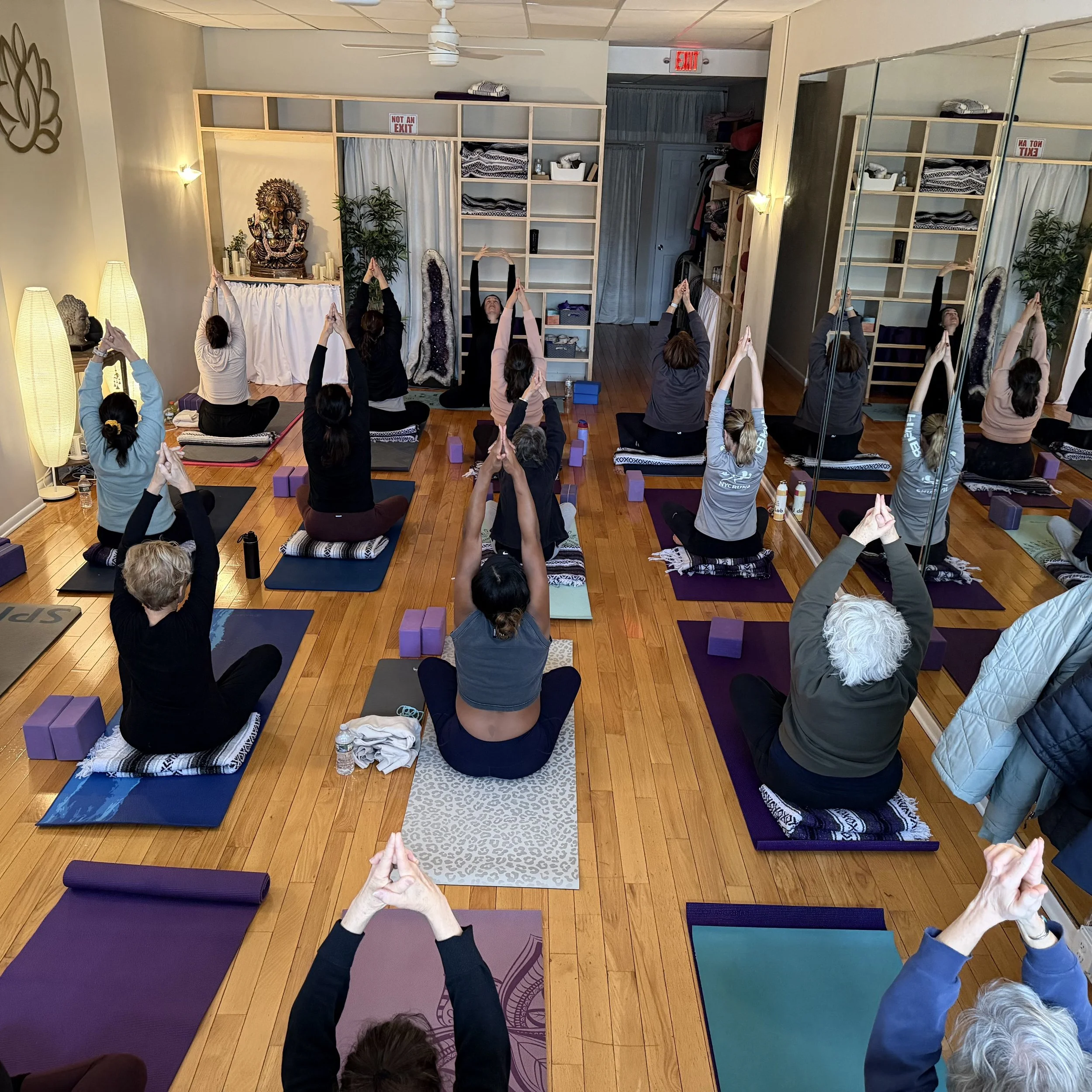 A Yoga Class full of students practicing in New York | Peaceful Yoga