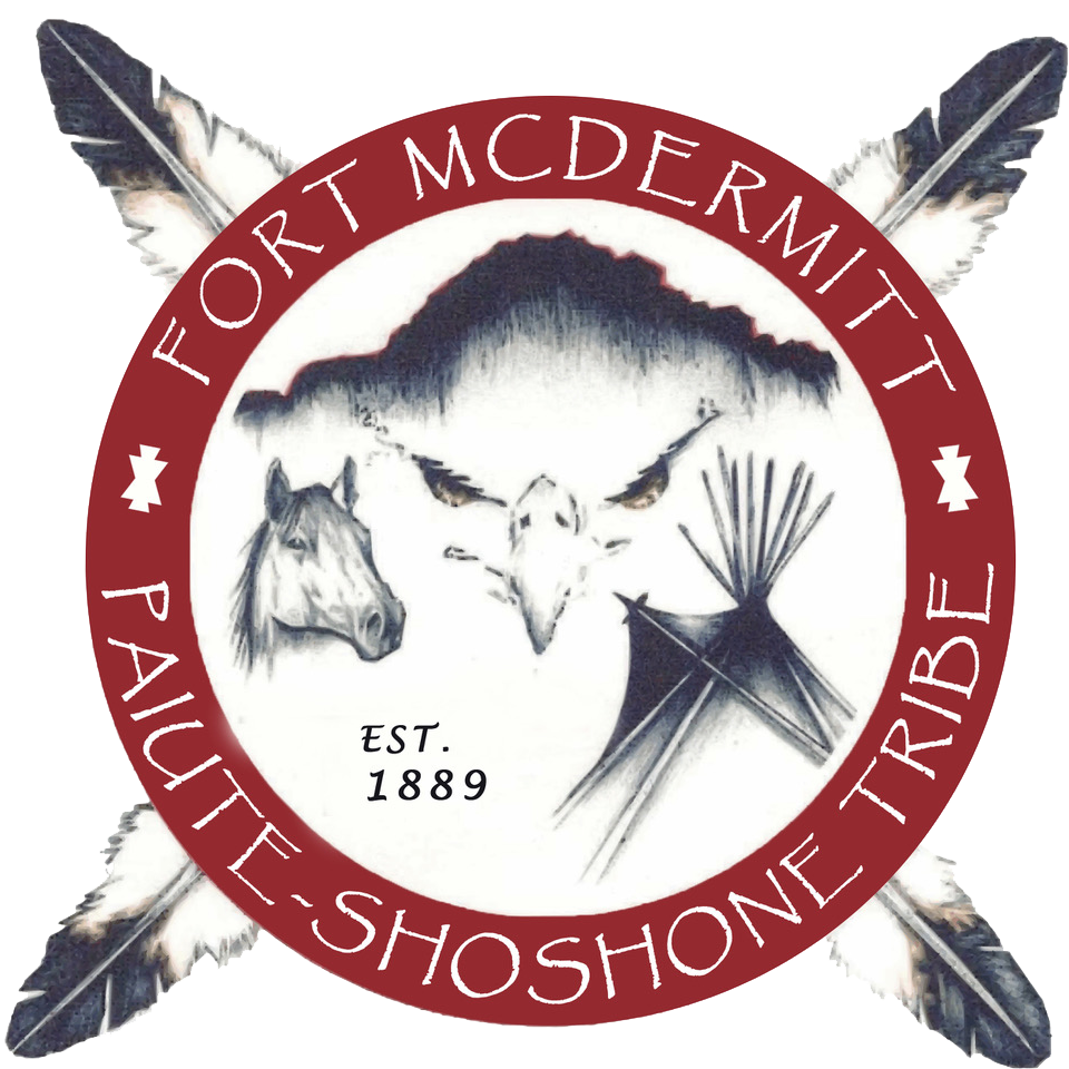 The logo for the Fort McDermitt Paiute-Shoshone Tribe. The logo includes an eagle head and feathers.