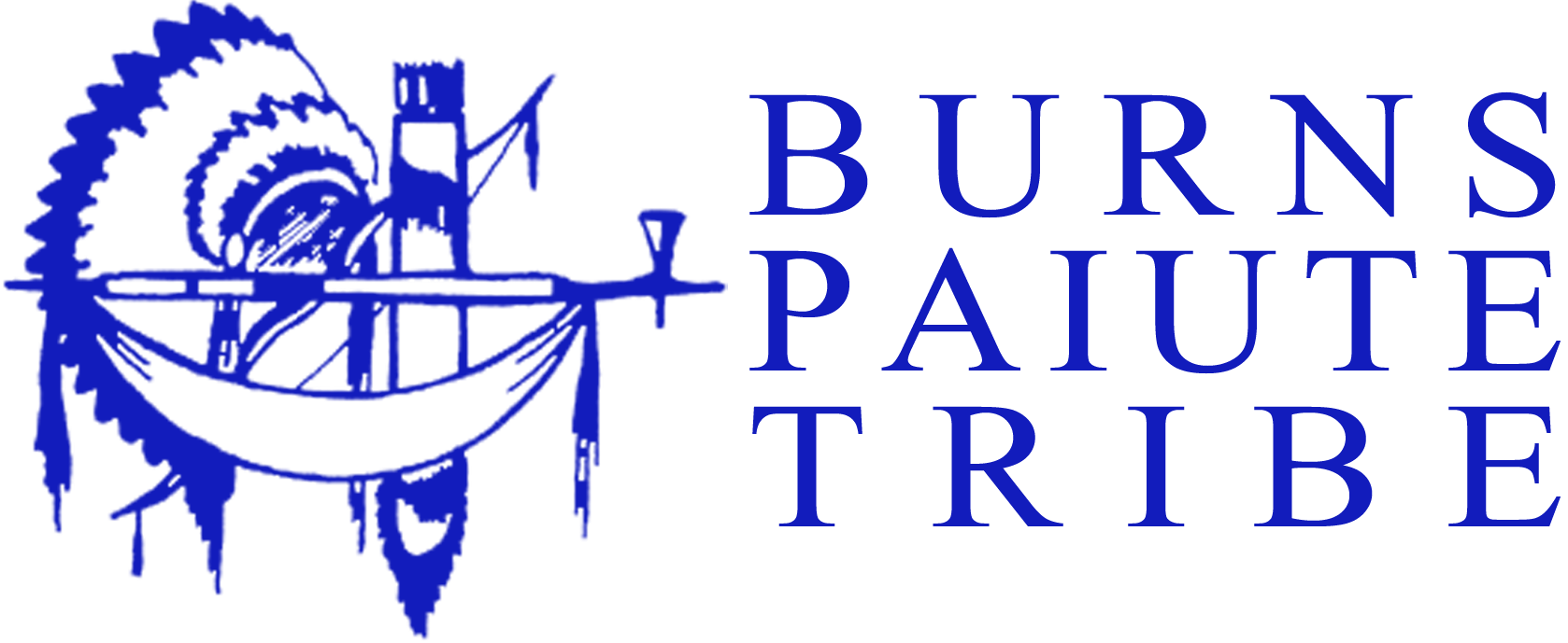The logo for the Burns Paiute Tribe which includes a Paiute headdress and other Native American elements.