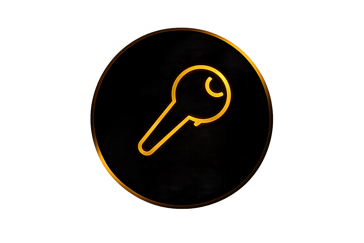 Neon sign of a microphone in yellow on a black background.