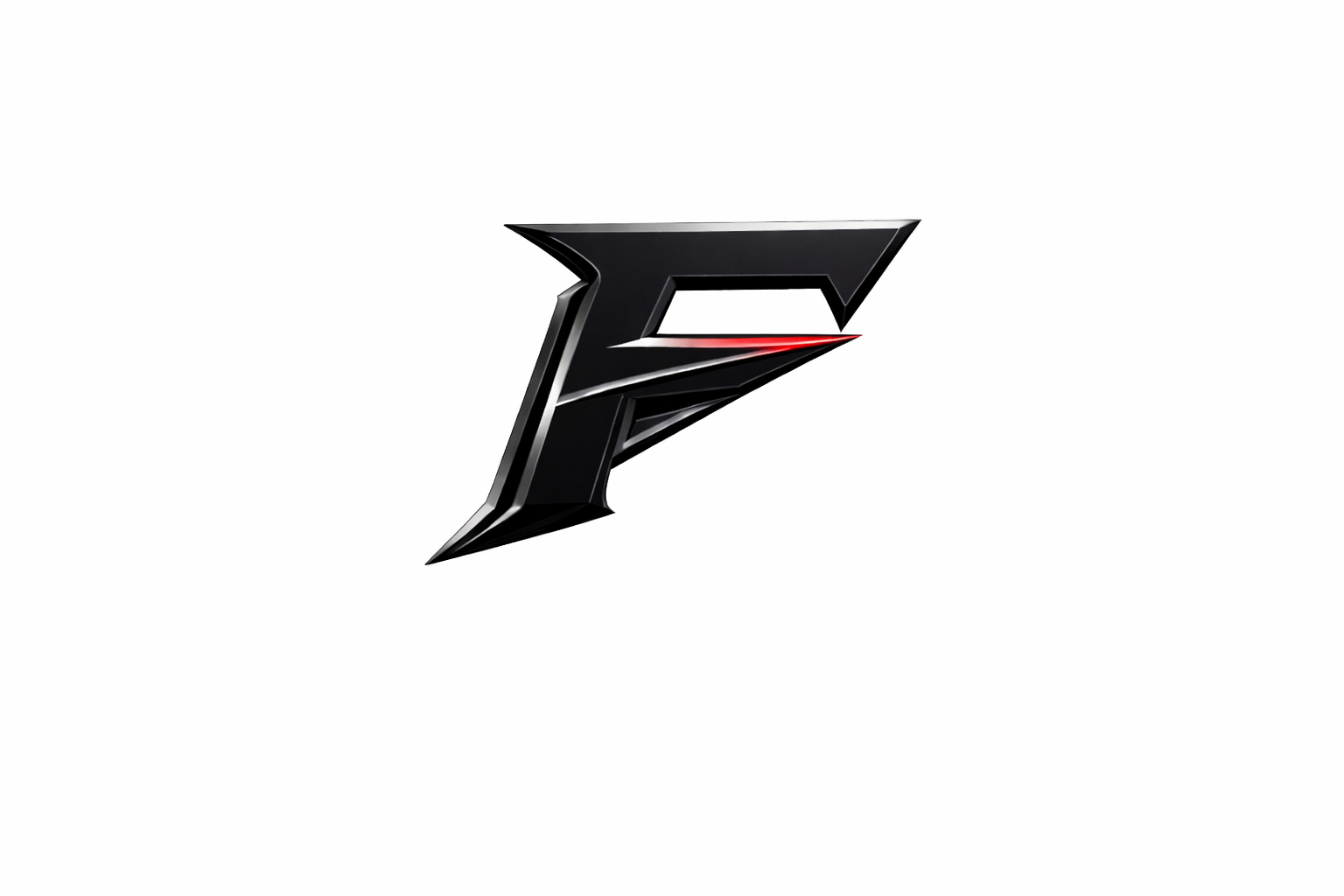 Black stylized letter 'F' with red accents on a white background.