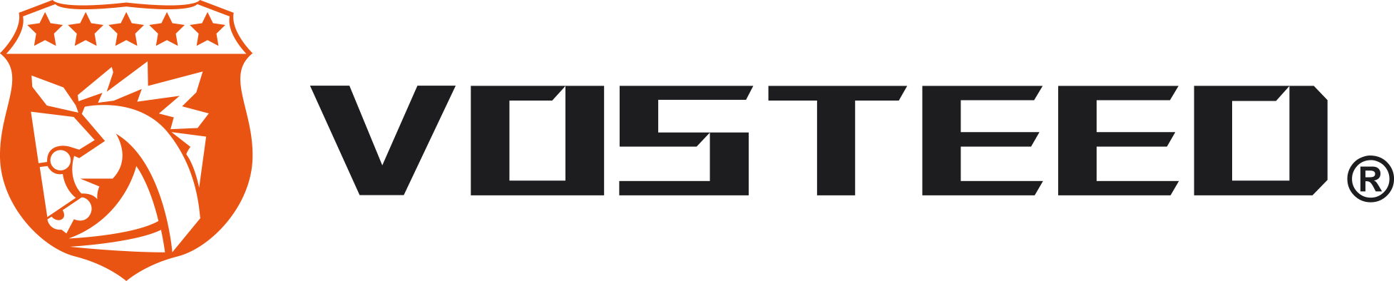 VS original logo featuring a stylized horse head inside a shield, with five stars above and the word 'VOSTEED' beside it.