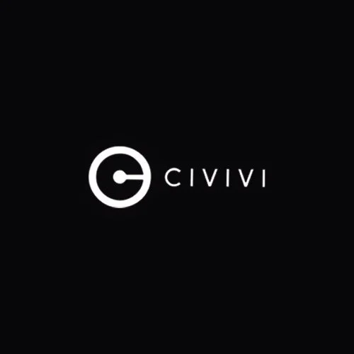Black background with a white circular logo and the word "CIVIVI" next to it.