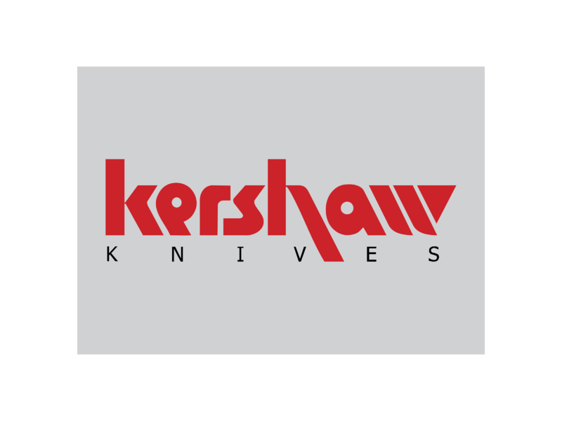 Logo for Kershaw Knives with the brand name in large red text and the word 'KNIVES' in smaller black text underneath.