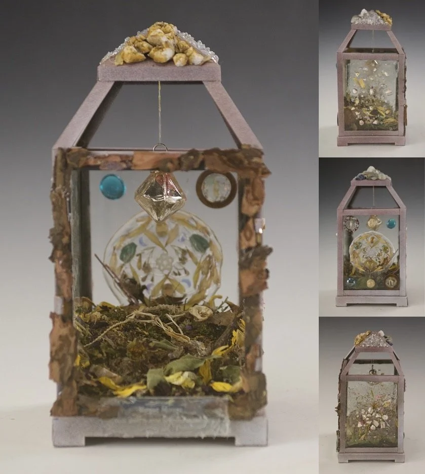 Guide You Home (2024)
Re-articulated house mouse skeleton, glass,
foliage, semi-precious stones, ceramic beads
10x5x5"