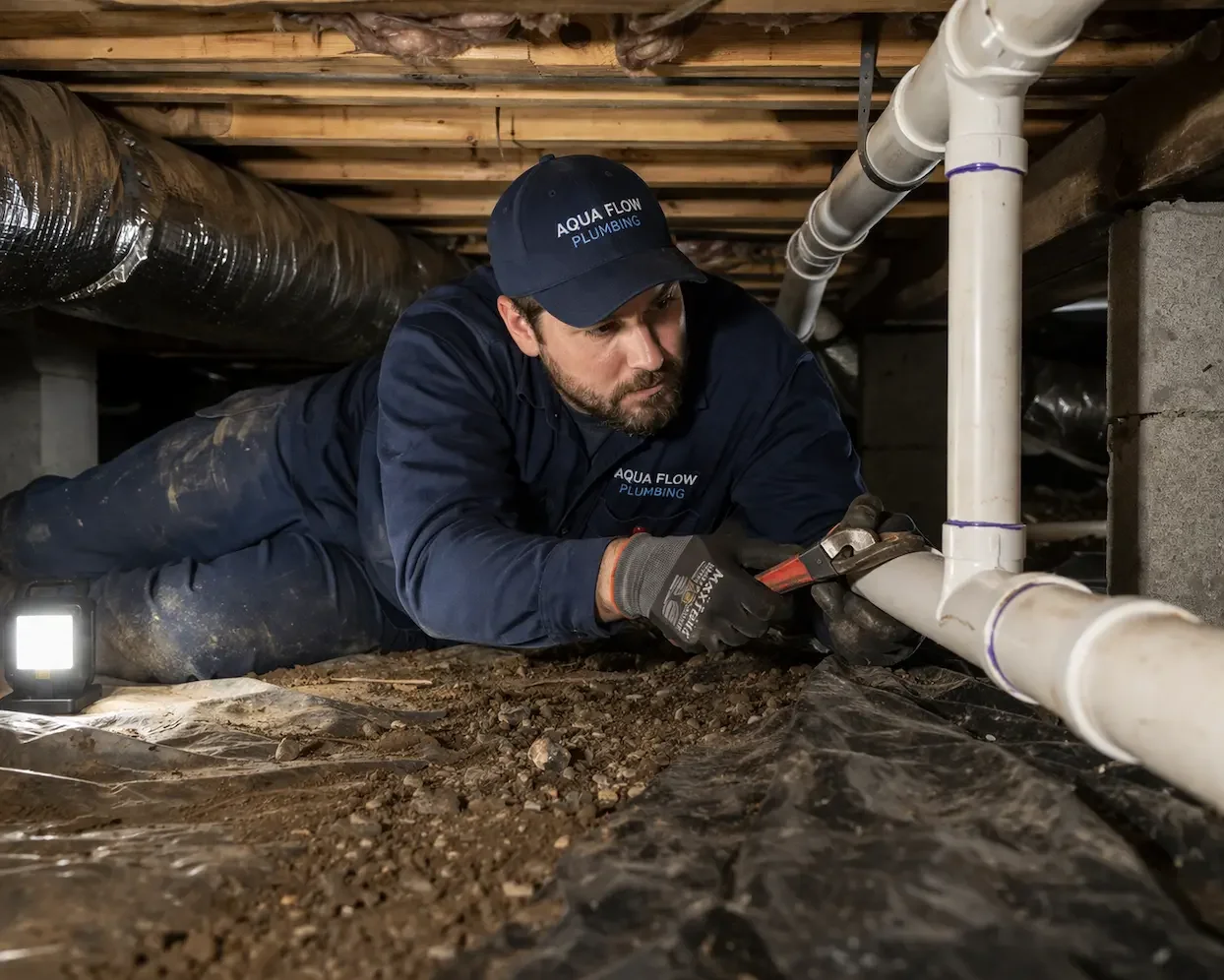 Ready Yeti plumber doing a whole house repipe in a snohomish home crawlspace