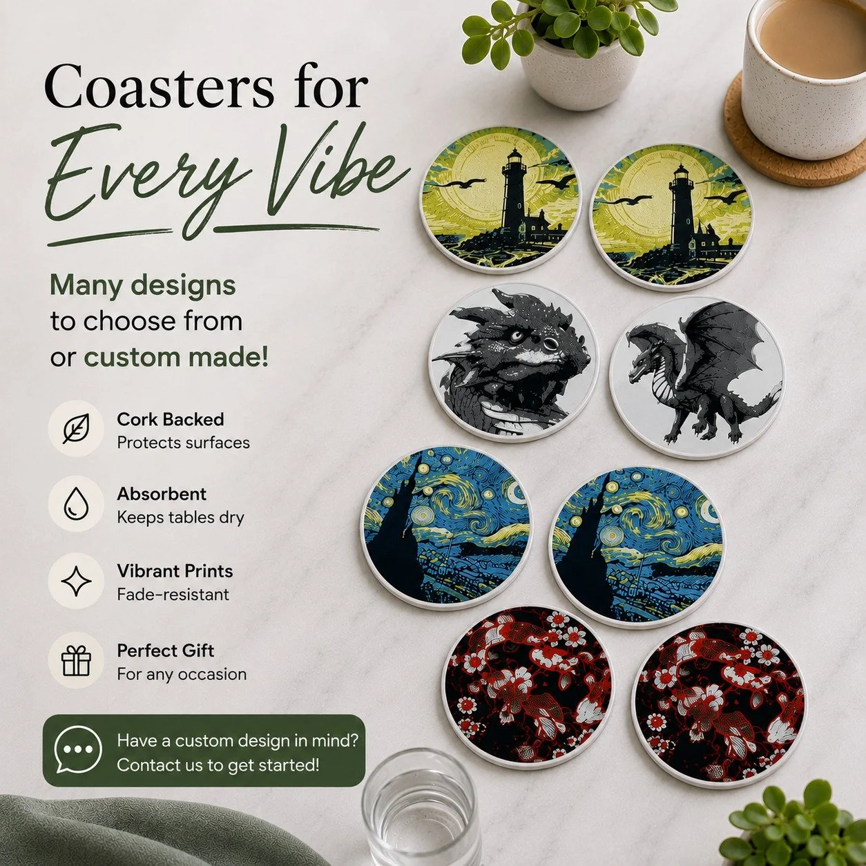 ✨ Enhance any space with our 3D printed coasters ✨

🖤 Cork-backed, lightweight, and durable &mdash; perfect for any occasion.

☕ Eye- catching design

📲DM us to order or inquire about custom designs!

Newmarket
🛒@shopmakers_uppercanadamall 
London