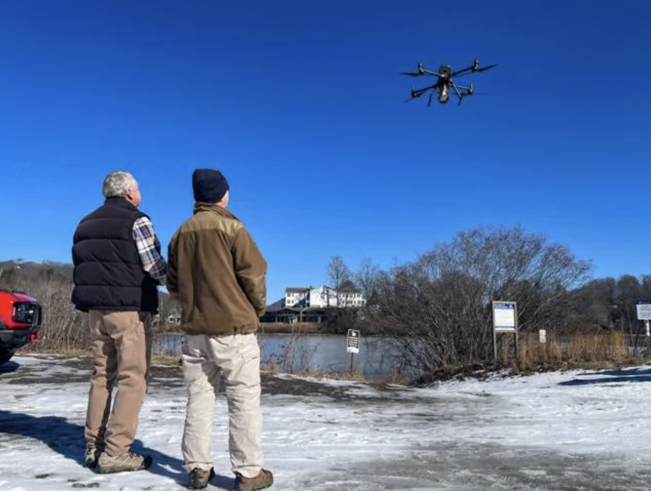 Drone Drops Food to Stranded Animals