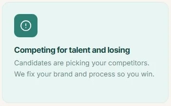 Notification about competing for talent and losing, mentioning candidate competition, brand fixing, and winning.