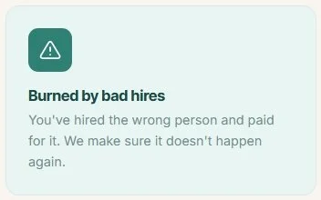 Notification about being fired for hiring the wrong person and paying for it, with a warning icon.
