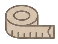 A rolled measuring tape