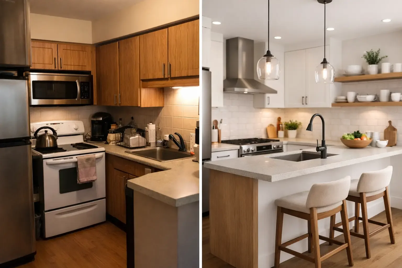 Small Kitchen Layout Transformation Example