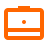 Icon of an orange camera with a black outline.