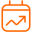 Orange mobile device with an upward trending graph indicating growth or increase.